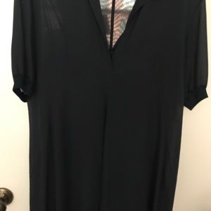 Hermès navy blue silk with under slip